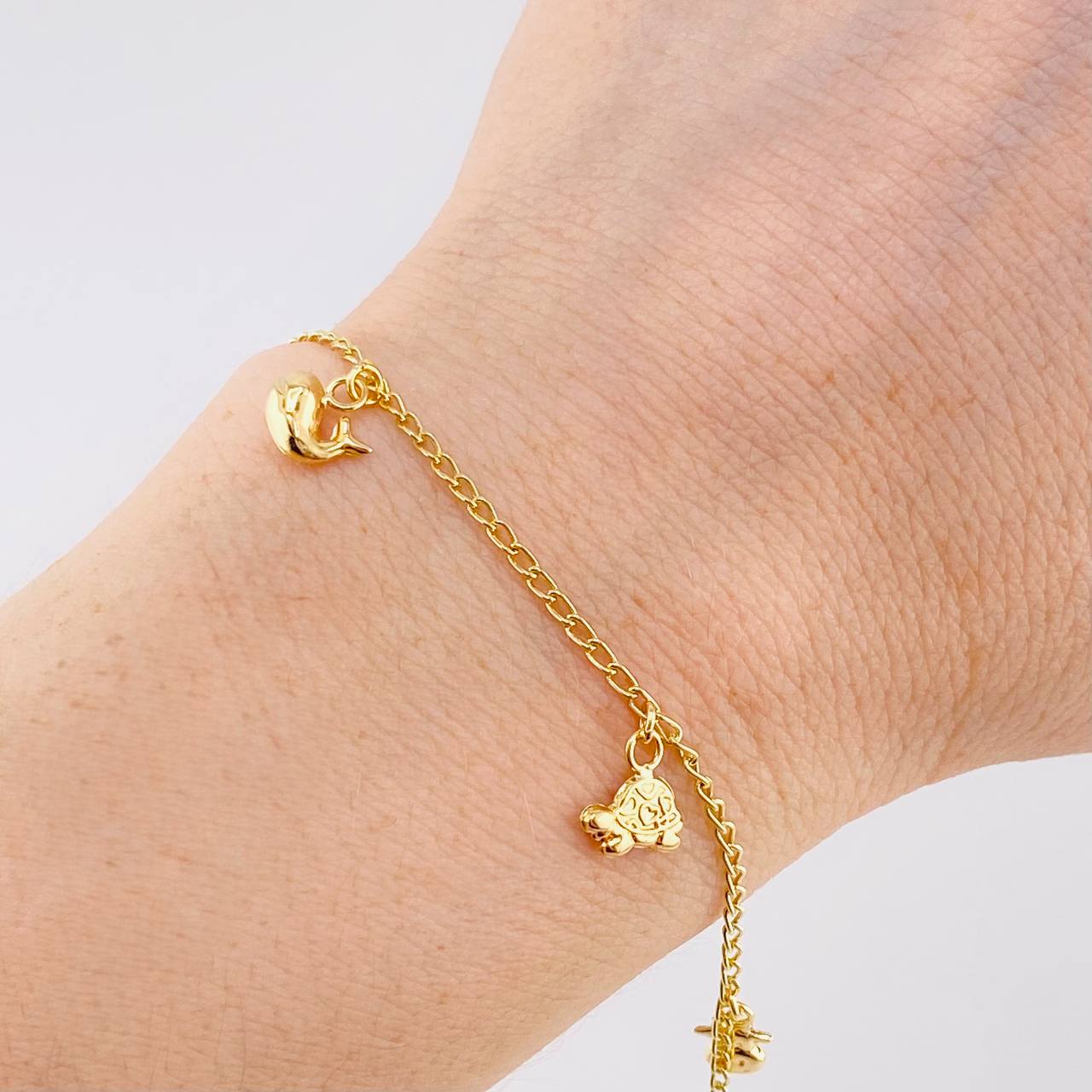 Pulso Espiga Dijes Animales 2.6 g / 19 cm / 1.6 mm Oro Amarillo 18K