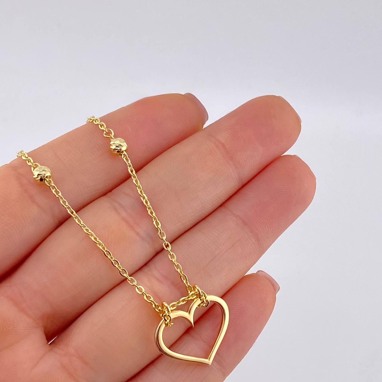 Cadena Aro Seguido Silueta Corazón 4 g / 43 cm / 1.6 mm Oro Amarillo 18K