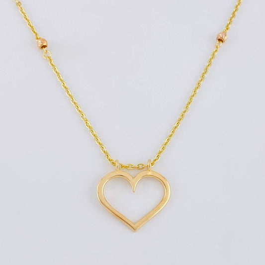 Cadena Aro Seguido Silueta Corazón 3.8 g / 43 cm / 1.55 mm Dos Oros Amarillo Rosa 18K