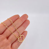 Cadena Aro Seguido Silueta Corazón 3.8g / 45cm / 1.55mm Dos Oros Amarillo Rosa 18K