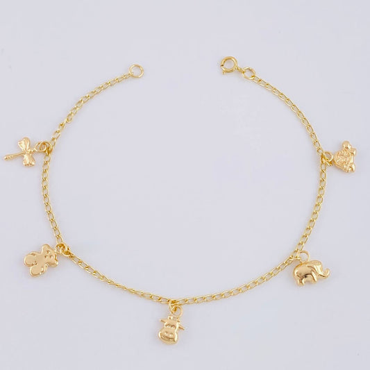 Pulso Espiga Dijes Animales 2.55 g / 18 cm / 1.6 mm Oro Amarillo 18K