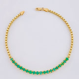 Pulso Tenis Veneciano Esmeralda 6,30 Qts 5.25 g / 19.2 cm / 2.4 mm Oro Amarillo 18K