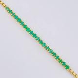 Pulso Tenis Veneciano Esmeralda 6,30 Qts 5.25 g / 19.2 cm / 2.4 mm Oro Amarillo 18K