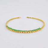 Pulso Tenis Veneciano Esmeralda 6,30 Qts 5.25 g / 19.2 cm / 2.4 mm Oro Amarillo 18K