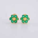 Topos Flor Esmeralda 40Pts 1.4 g / 7 mm Oro Amarillo 18K