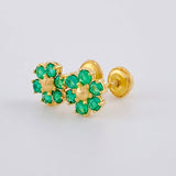 Topos Flor Esmeralda 40Pts 1.4 g / 7 mm Oro Amarillo 18K