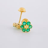 Topos Flor Esmeralda 40Pts 1.4 g / 7 mm Oro Amarillo 18K