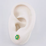 Topos Flor Esmeralda 40Pts 1.4 g / 7 mm Oro Amarillo 18K