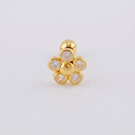 Piercing Flor 0.35 g / 1.2 cm Oro Amarillo 18K
