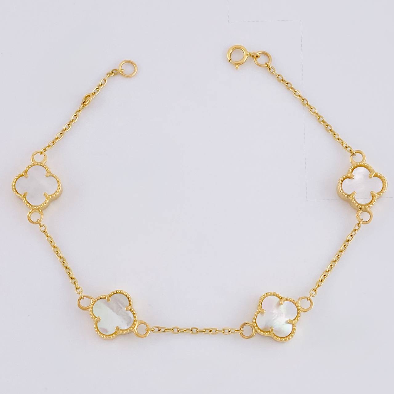 Pulso Modulable Aro Seguido Trebol 4.75 g / 17.1 cm - 15.8 cm / 1.3 mm Oro Amarillo 18K