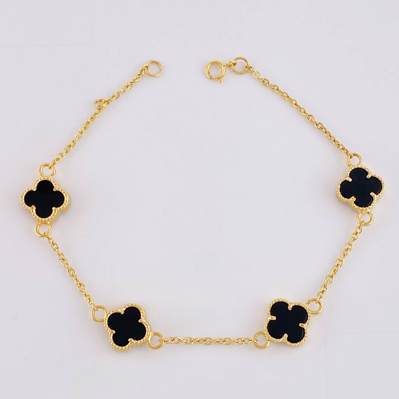 Pulso Modulable Aro Seguido Trebol 4.8 g / 18 cm - 16.8 cm / 1.5 mm Oro Amarillo 18K
