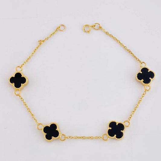 Pulso Modulable Aro Seguido Trebol 4.8 g / 18 cm - 16.8 cm / 1.5 mm Oro Amarillo 18K