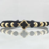 Pulsera Negra Trebol 1.3gr / Nac.Esp.Oro 18K *