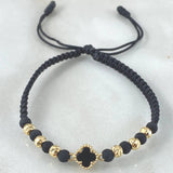Pulsera Negra Trebol 1.3gr / Nac.Esp.Oro 18K *