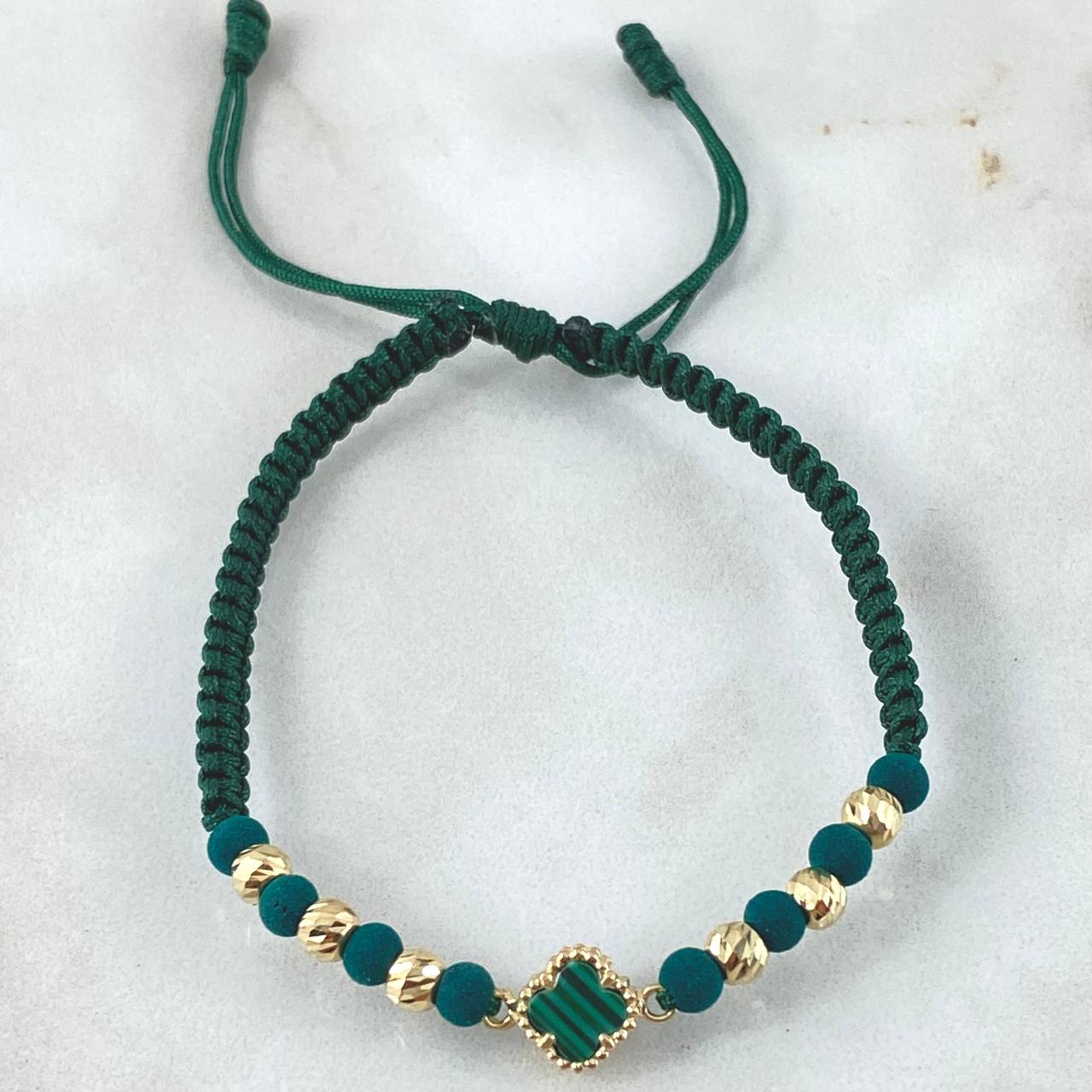 Pulsera Verde Trebol 1.3gr / Oro 18K ©