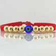 Pulsera Roja Ojo Turco 8 Und Bolas Lisa 5mm / Oro 18K (A.C)