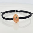 Pulsera Tejida Negra Virgen Guadalupe Oro Rosa 18K