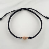 Pulsera Tejida Negra Virgen Guadalupe Oro Rosa 18K
