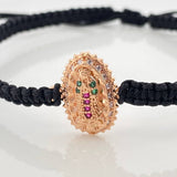 Pulsera Tejida Negra Virgen Guadalupe Oro Rosa 18K