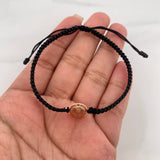 Pulsera Tejida Negra Virgen Guadalupe Oro Rosa 18K