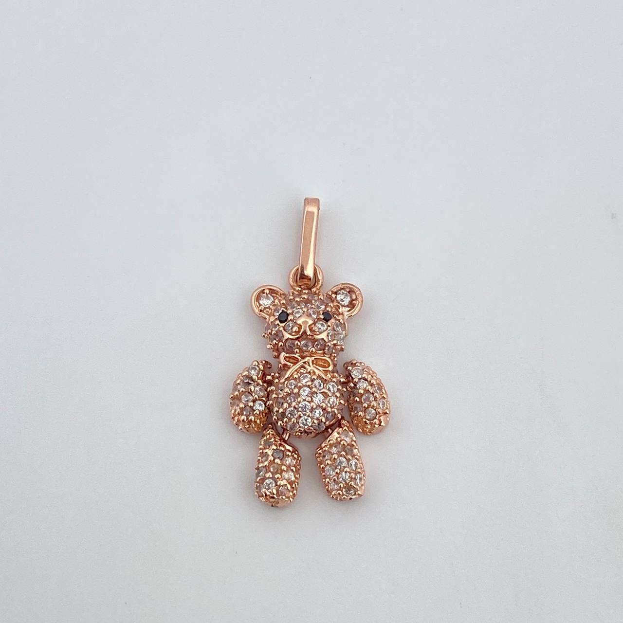 Dije Oso Articulado 3.2gr / 2.6cm / Circones Blancos Negros Oro Rosa 18K $