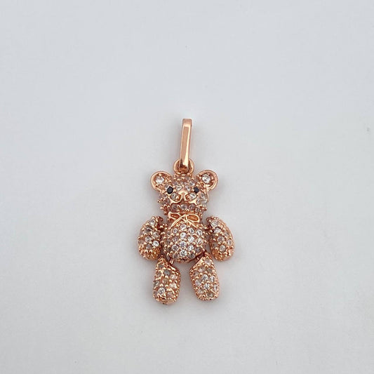 Dije Oso Articulado 3.2gr / 2.6cm / Circones Blancos Negros Oro Rosa 18K $