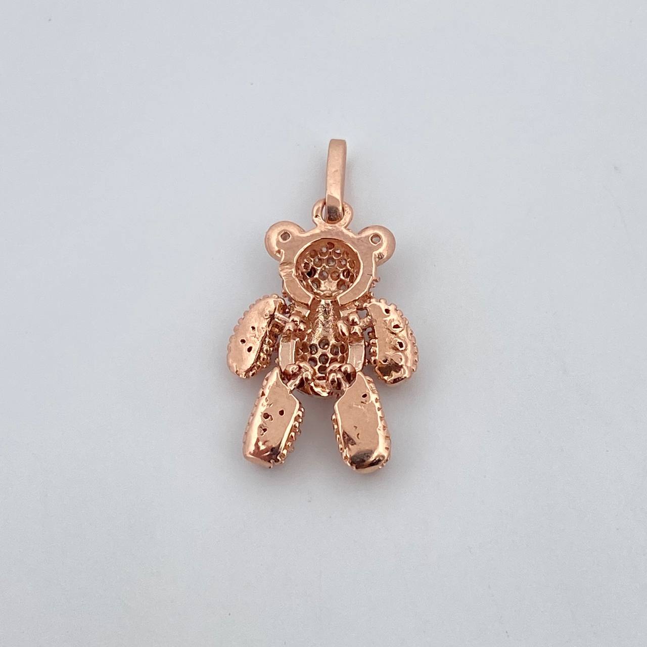 Dije Oso Articulado 3.2gr / 2.6cm / Circones Blancos Negros Oro Rosa 18K $