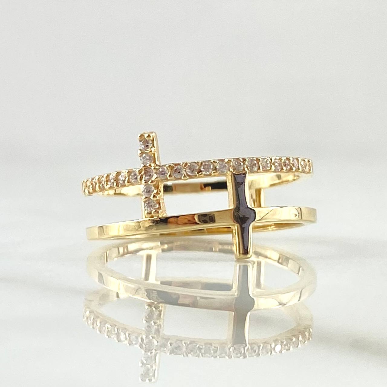 Anillo Cruz Doble 2.65gr / T6 1/4 / Oro 18K ©