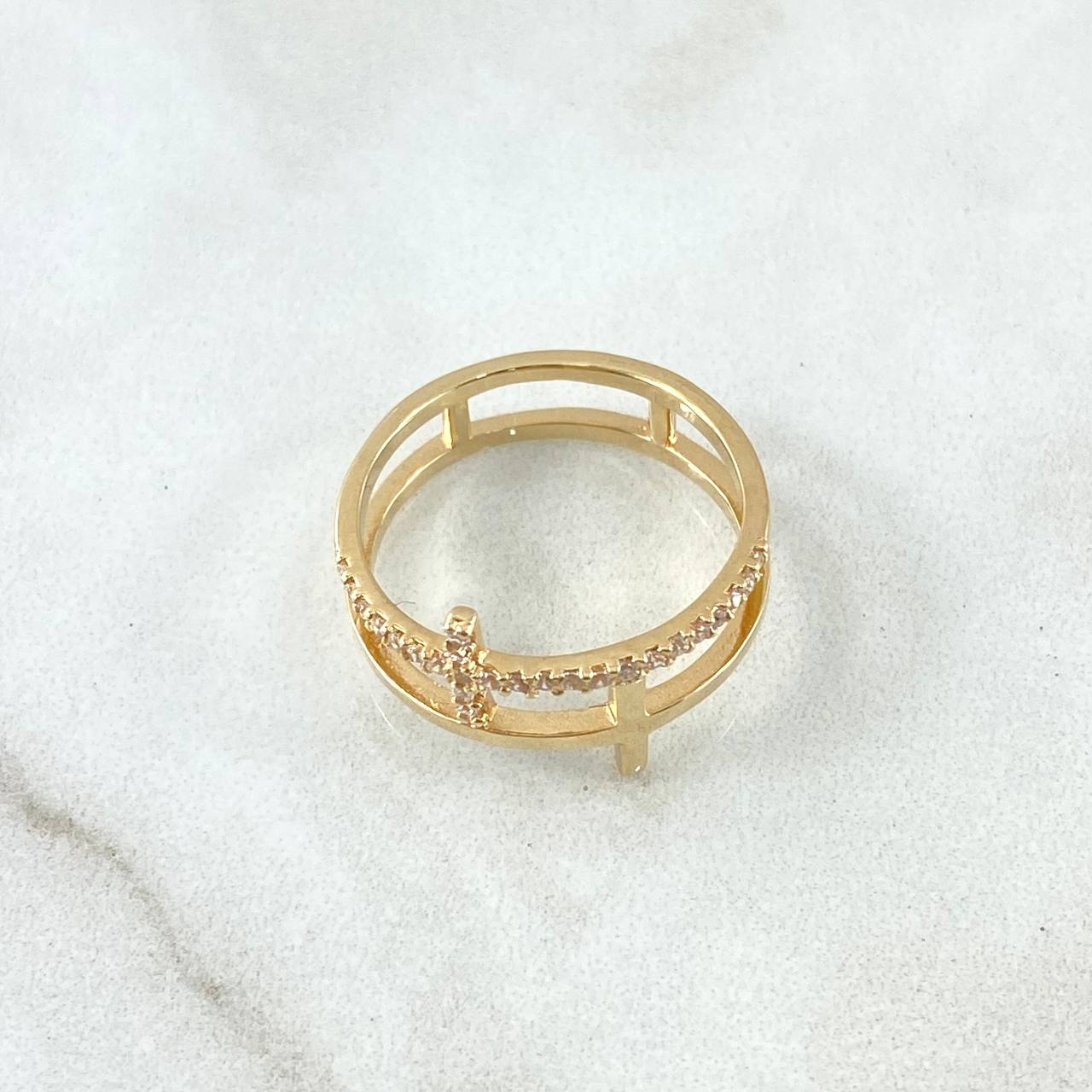 Anillo Cruz Doble 2.65gr / T6 1/4 / Oro 18K ©