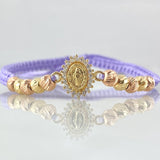 Pulsera Lila Virgen Milagrosa 1.55gr / Oro 18K