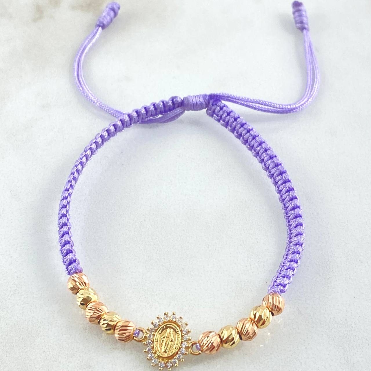 Pulsera Lila Virgen Milagrosa 1.55gr / Oro 18K