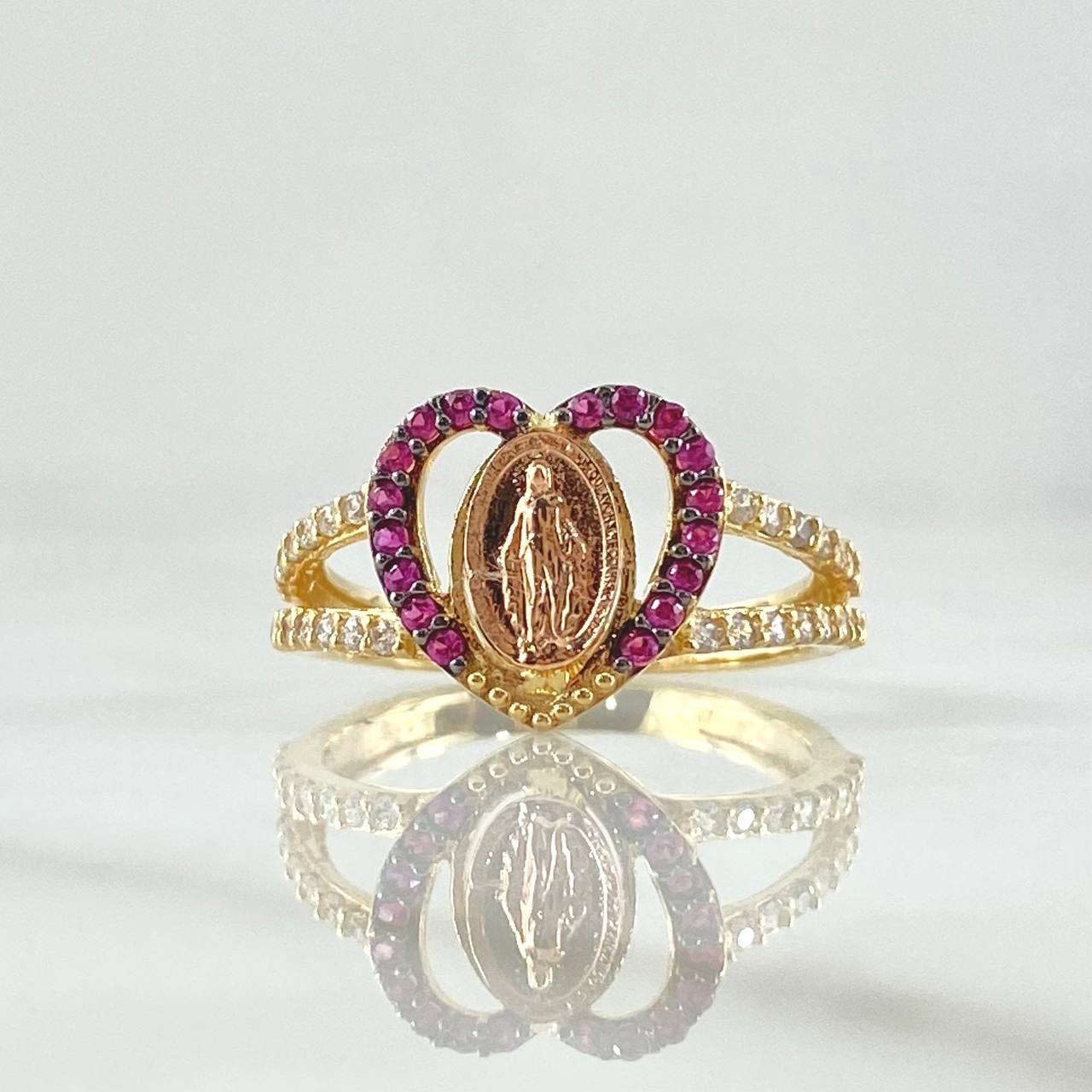 Anillo Corazon Virgen Milagrosa 3.25gr / T7 1/4 / Oro 18K ©