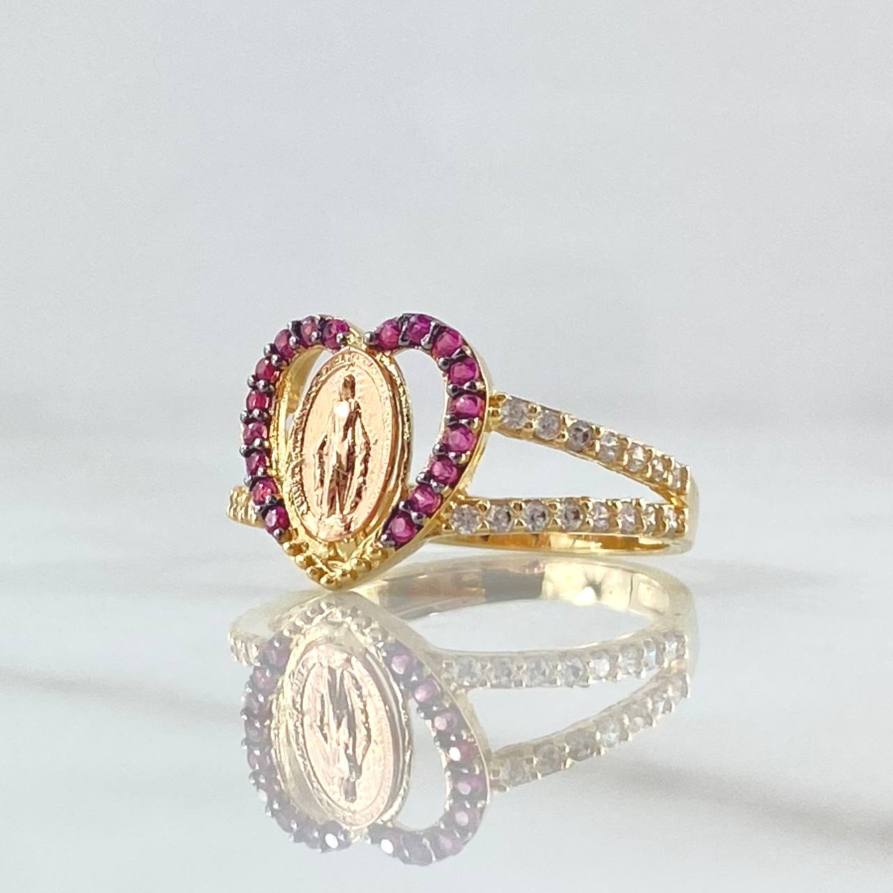 Anillo Corazon Virgen Milagrosa 3.25gr / T7 1/4 / Oro 18K ©