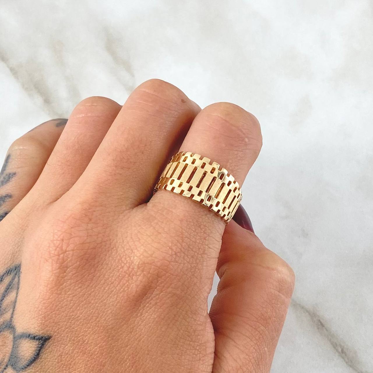 Anillo Maya Rustico 4.8gr / T7 3/4 / Oro 18K ©
