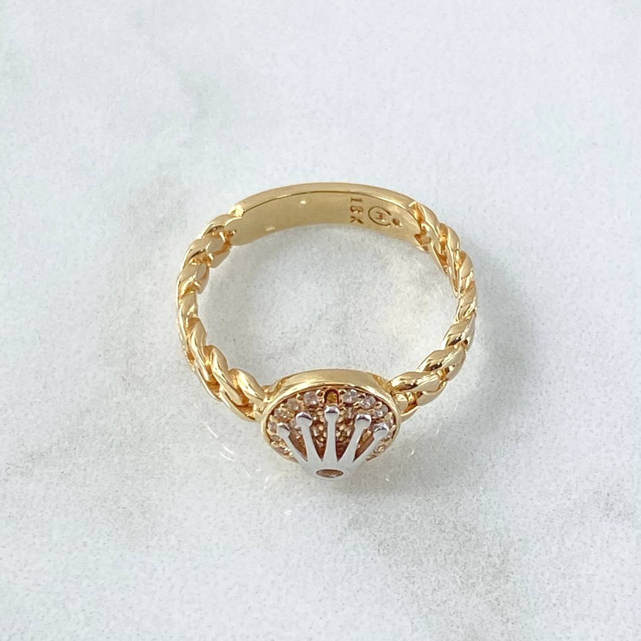 Anillo Corona Cubano 4.1gr / T7 1/4 / Oro 18K ©