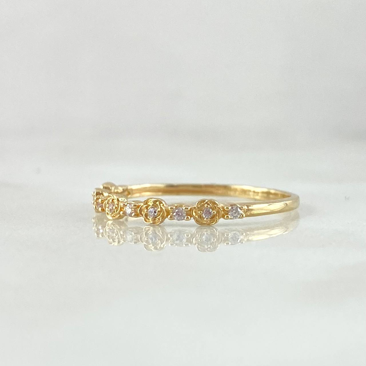 Anillo Carril De Flores 1.3gr / T6 1/4 / Oro 18K