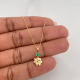 Set Cadena Veneciana + Dije Flor Esmeralda 06Pts / 1.3 g / 50 cm Oro Amarillo 18K