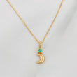 Set Cadena Veneciana + Dije Media Luna Esmeralda 03Pts / 1.2 g / 45 cm Oro Amarillo 18K