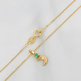 Set Cadena Veneciana + Dije Media Luna Esmeralda 03Pts / 1.2 g / 45 cm Oro Amarillo 18K