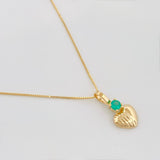 Set Cadena Veneciana + Dije Corazon Rayado Esmeralda 06Pts / 1.4 g / 50 cm Oro Amarillo 18K