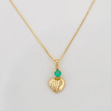 Set Cadena Veneciana + Dije Corazon Rayado Esmeralda 06Pts / 1.35 g / 50 cm Oro Amarillo 18K