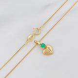 Set Cadena Veneciana + Dije Corazon Rayado Esmeralda 06Pts / 1.35 g / 50 cm Oro Amarillo 18K