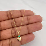 Set Cadena Veneciana + Dije Corazon Rayado Esmeralda 06Pts / 1.4 g / 50 cm Oro Amarillo 18K