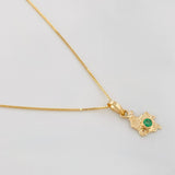 Set Cadena Veneciana + Dije Mapa Esmeralda 03Pts / 1.25 g / 45 cm Oro Amarillo 18K