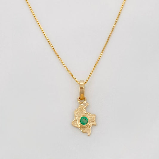 Set Cadena Veneciana + Dije Mapa Esmeralda 03Pts / 1.25 g / 45 cm Oro Amarillo 18K