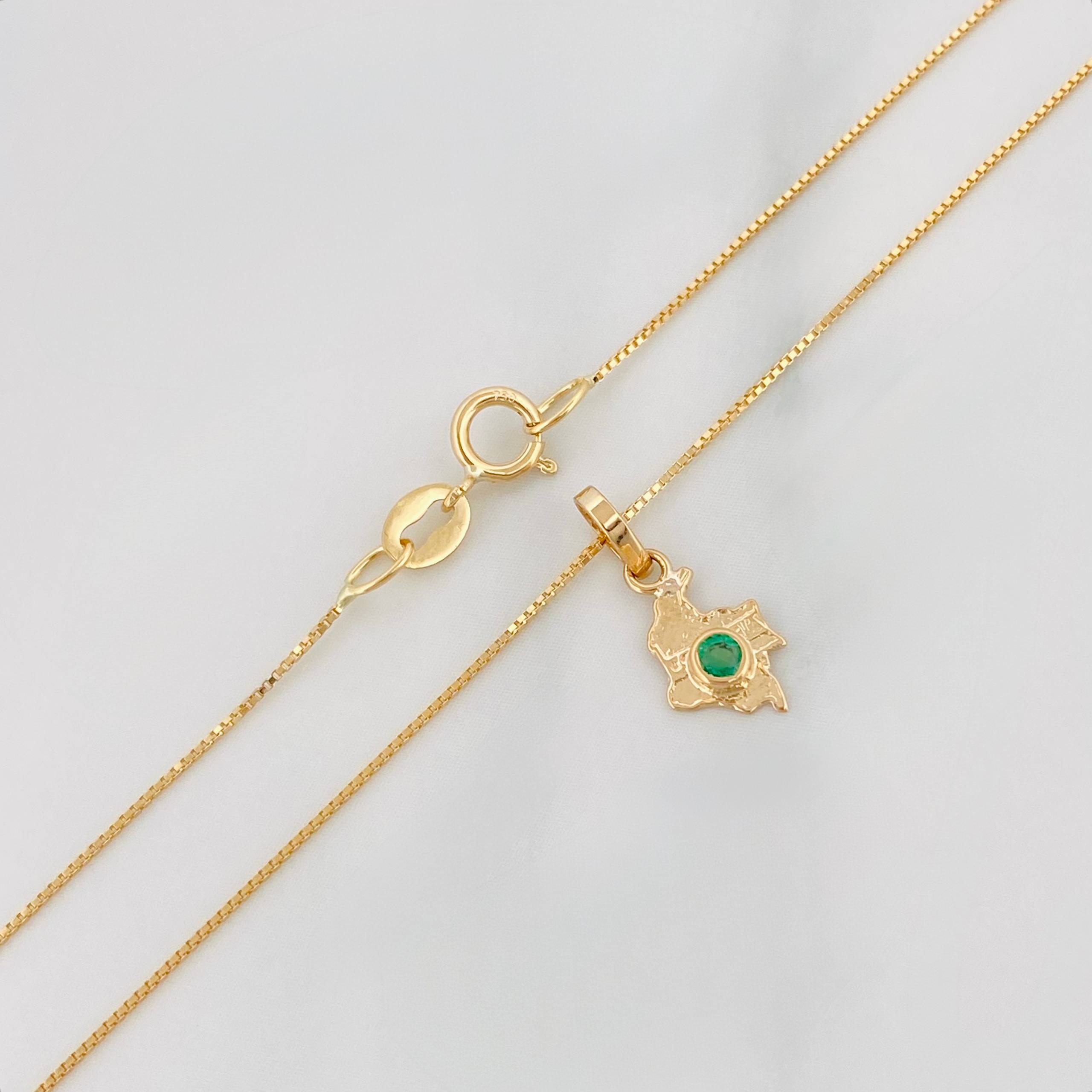 Set Cadena Veneciana + Dije Mapa Esmeralda 03Pts / 1.25 g / 45 cm Oro Amarillo 18K
