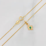 Set Cadena Veneciana + Dije Mapa Esmeralda 04Pts / 1.2 g / 45 cm Oro Amarillo 18K