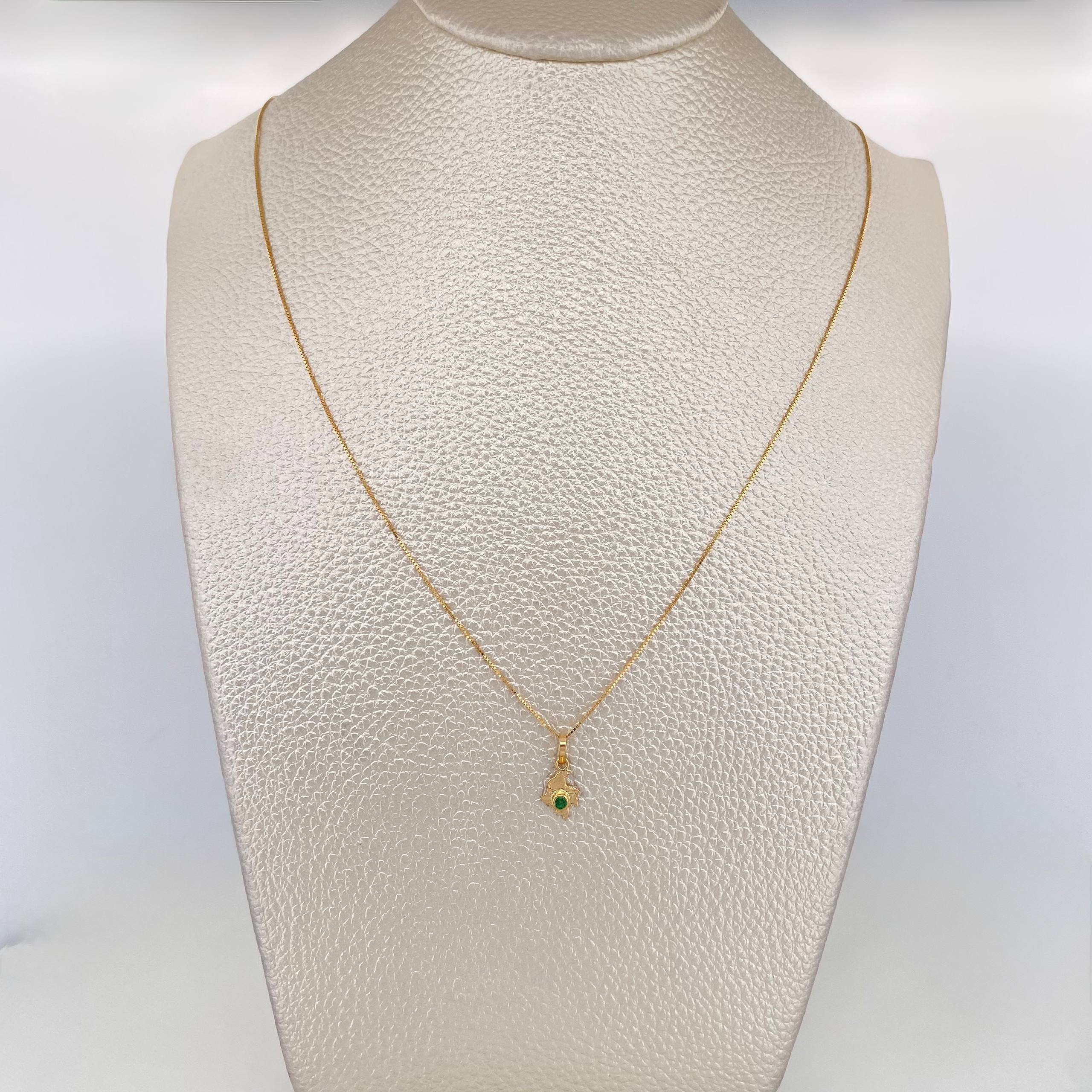 Set Cadena Veneciana + Dije Mapa Esmeralda 03Pts / 1.25 g / 45 cm Oro Amarillo 18K