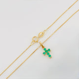 Set Cadena Veneciana + Dije Cruz Esmeralda 22Pts / 1.45 g / 45 cm Oro Amarillo 18K