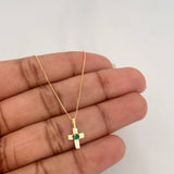 Set Cadena Veneciana + Dije Cruz Esmeralda 05Pts / 1.25 g / 45 cm Oro Amarillo 18K